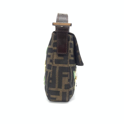 Fendi Baguette Zucca Monogram with Shell Floral Embroidery