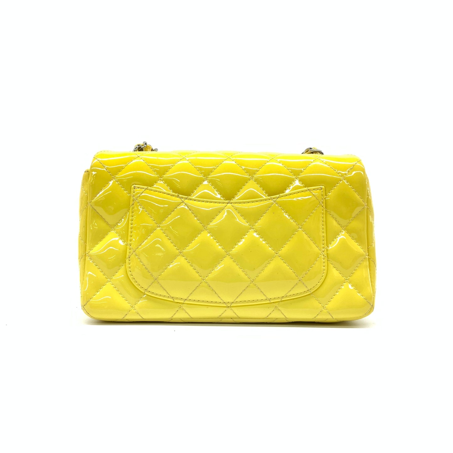 Chanel Classic Flap Rectangular Mini Yellow Patent Leather Silver HW, 2014-2015