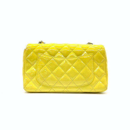 Chanel Classic Flap Rectangular Mini Yellow Patent Leather Silver HW, 2014-2015