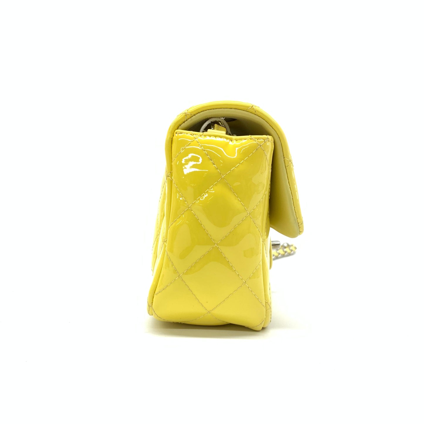 Chanel Classic Flap Rectangular Mini Yellow Patent Leather Silver HW, 2014-2015