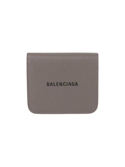 Luxury Balenciaga Trending 2025 Logo Coin Pocket Flap Half Wallet Medium Grey