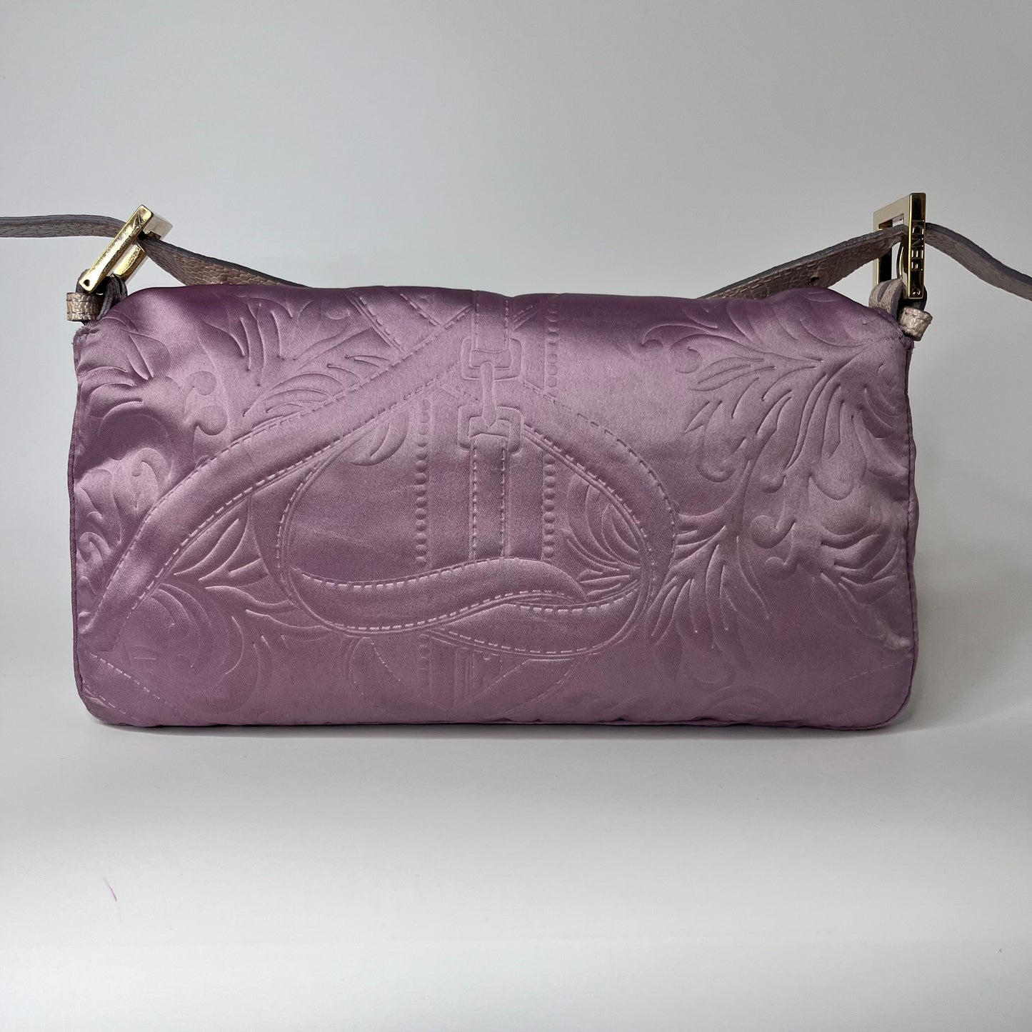 FENDI Baguette Purple Silk with embossed pattern