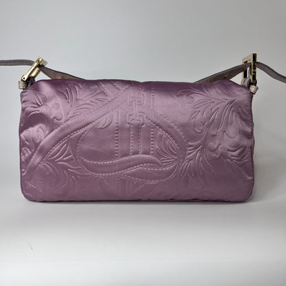 FENDI Baguette Purple Silk with embossed pattern