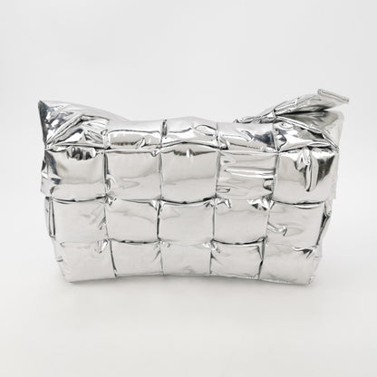 Bottega Veneta Padded Cassette Silver Leather Large