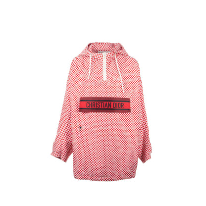 Dior Size M Christian Dior Signature Band Hooded Anorak Coat Polyester Red/White