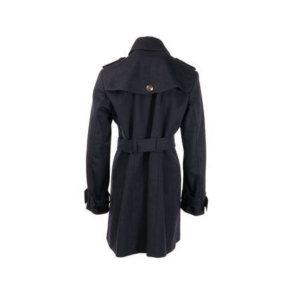 Burberry Size UK12 Detailed Button Trench Coat Virgin Wool/Cashmere Dark Blue