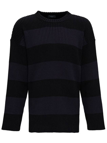 Luxury Balenciaga Trending 2025 Back BB Logo Stripe Cotton Knit Top Black