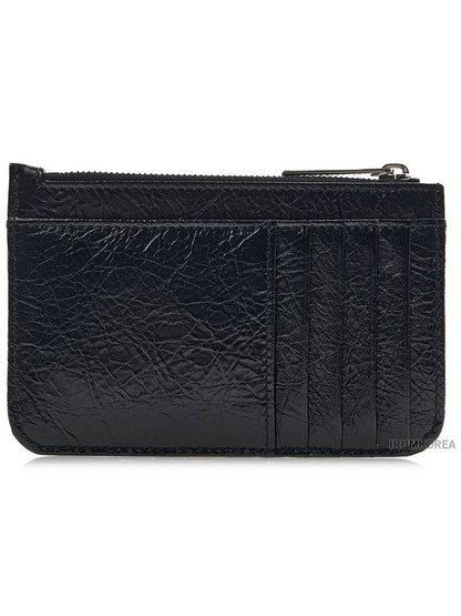 Luxury Balenciaga Trending 2025 BB Logo Zipper Card Wallet Black