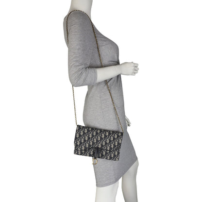 Dior Saddle Pouch Wallet on Chain Oblique