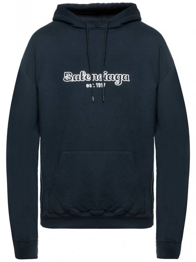 Luxury Balenciaga Trending 2025 Embroidered Logo Hoodie Navy