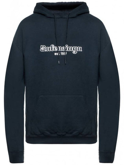 Luxury Balenciaga Trending 2025 Embroidered Logo Hoodie Navy