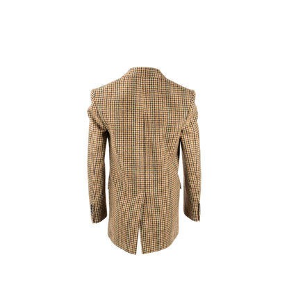 Celine Size 34 Houndstooth Blazer Wool Brown/Green