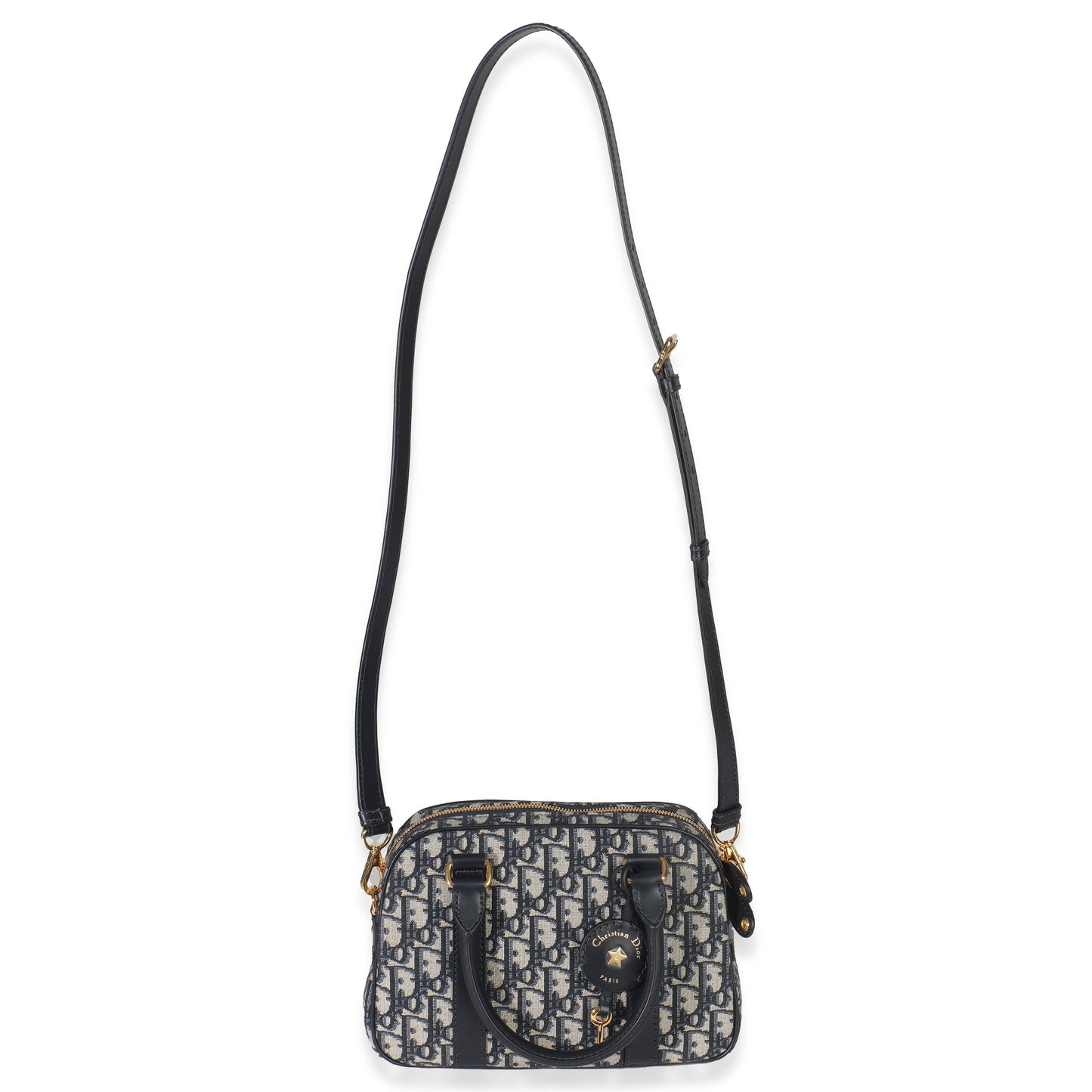 Dior Navy Oblique Canvas Small D Vibe Bowling Bag