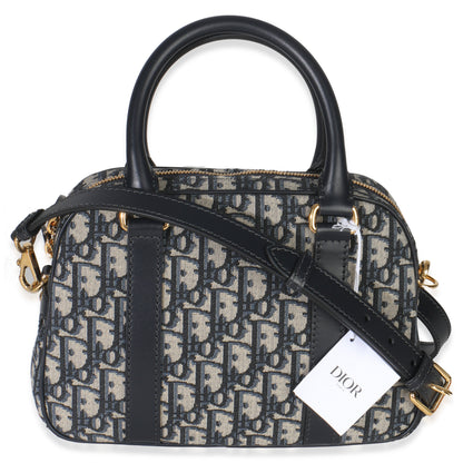Dior Navy Oblique Canvas Small D Vibe Bowling Bag