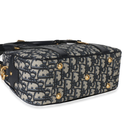 Dior Navy Oblique Canvas Small D Vibe Bowling Bag
