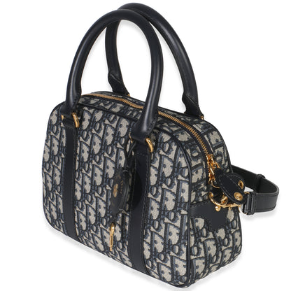 Dior Navy Oblique Canvas Small D Vibe Bowling Bag