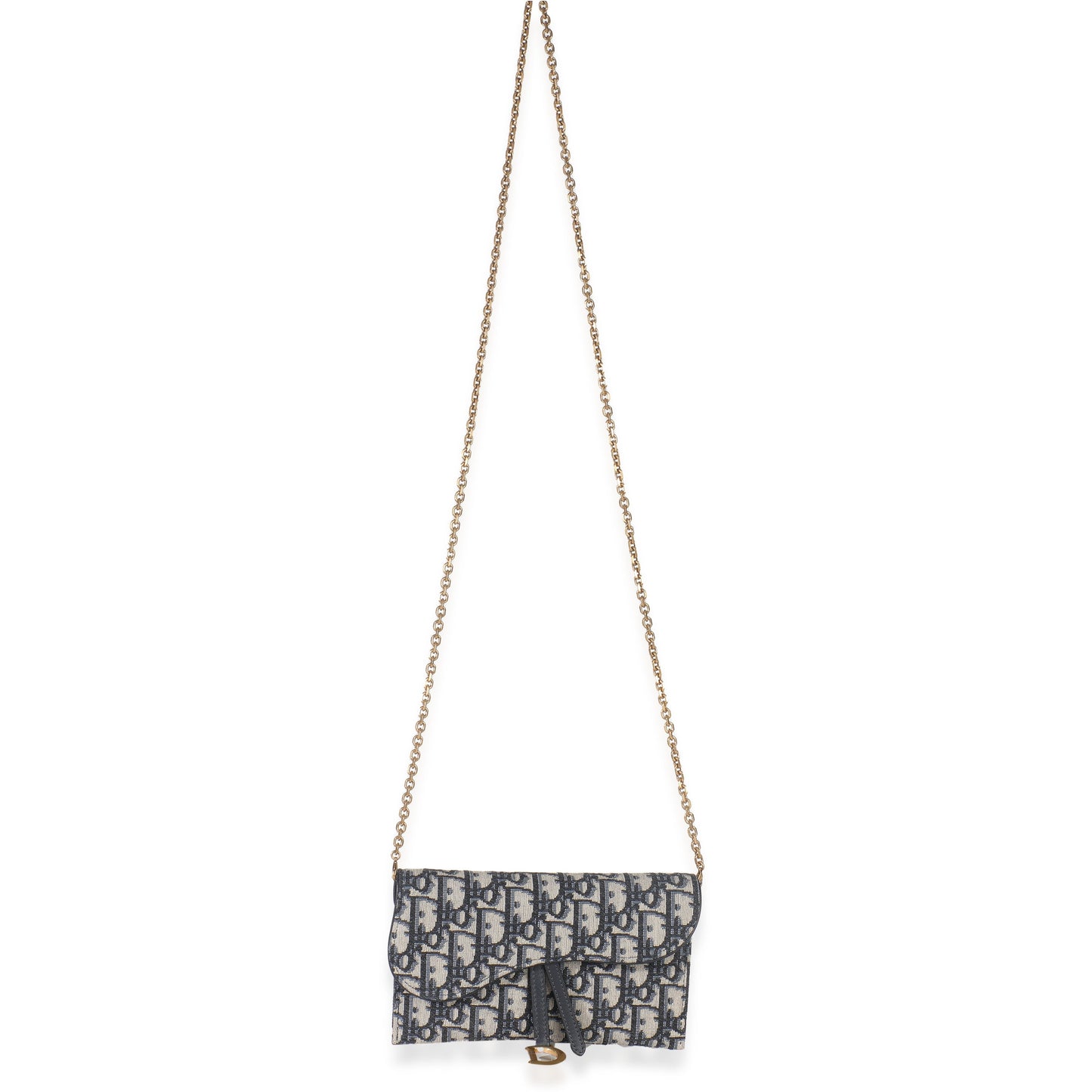 Dior Blue Oblique Canvas Saddle Chain Pouch