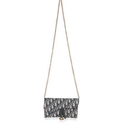 Dior Blue Oblique Canvas Saddle Chain Pouch