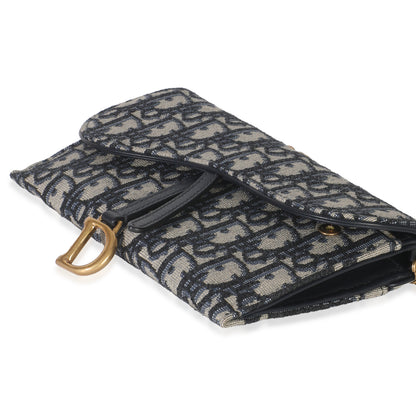 Dior Blue Oblique Canvas Saddle Chain Pouch