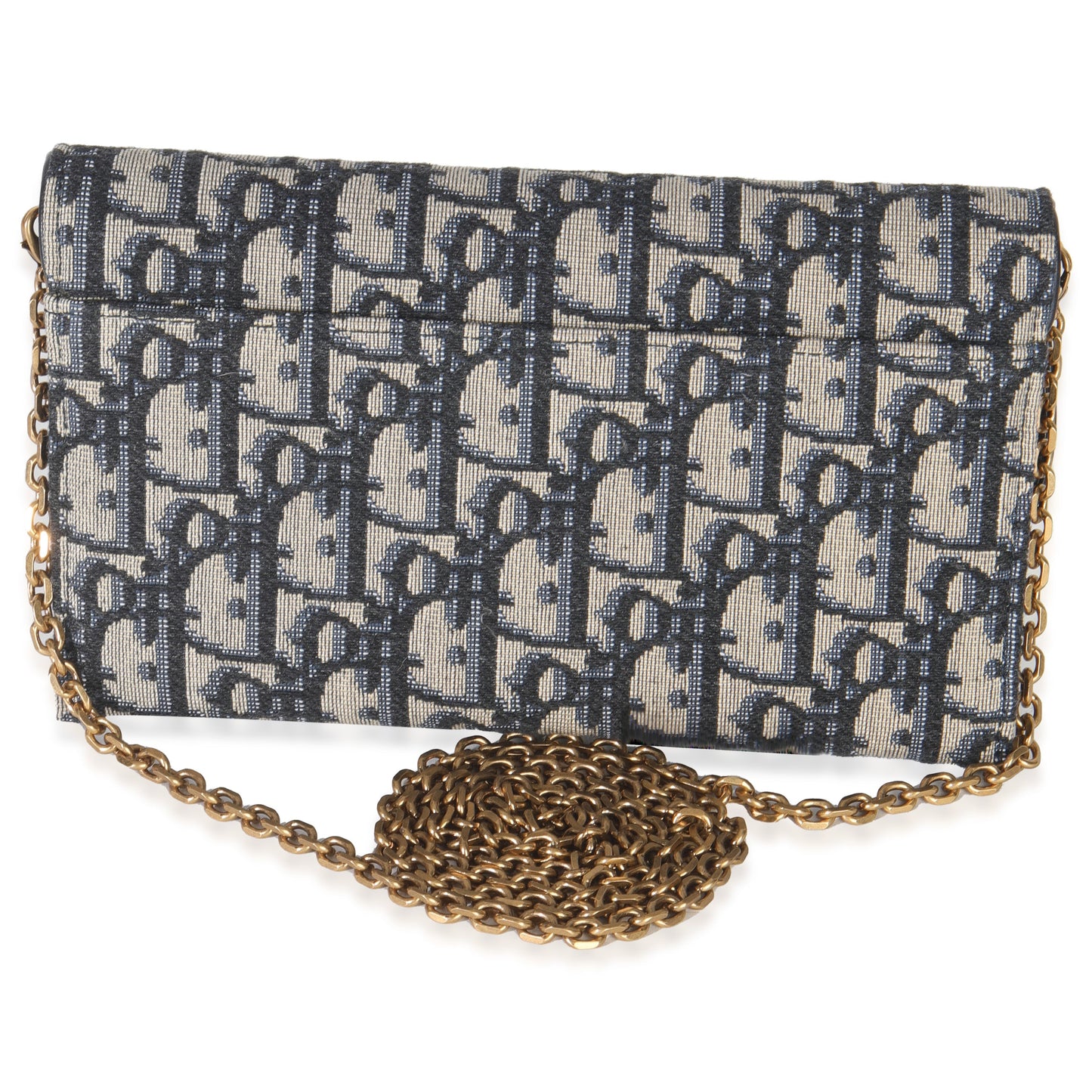 Dior Blue Oblique Canvas Saddle Chain Pouch