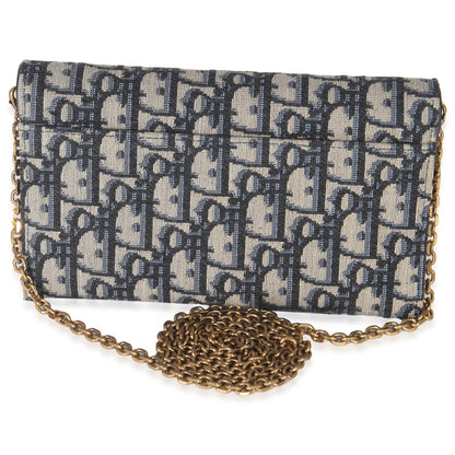 Dior Blue Oblique Canvas Saddle Chain Pouch