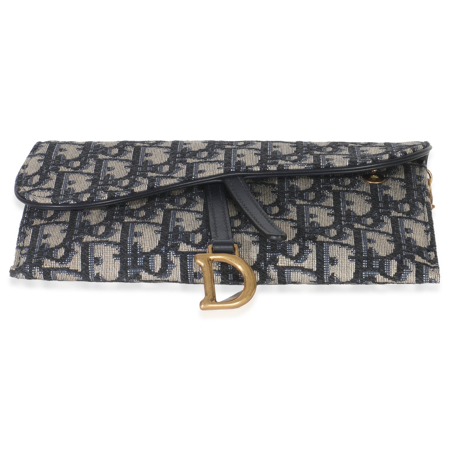 Dior Blue Oblique Canvas Saddle Chain Pouch