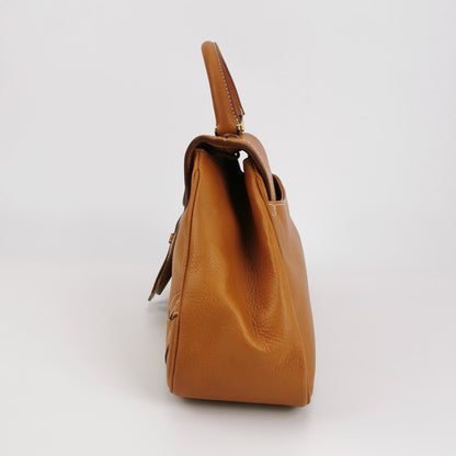 Dior Top Handle Saddle Bag Cognac Tan Brown Calfskin Leather