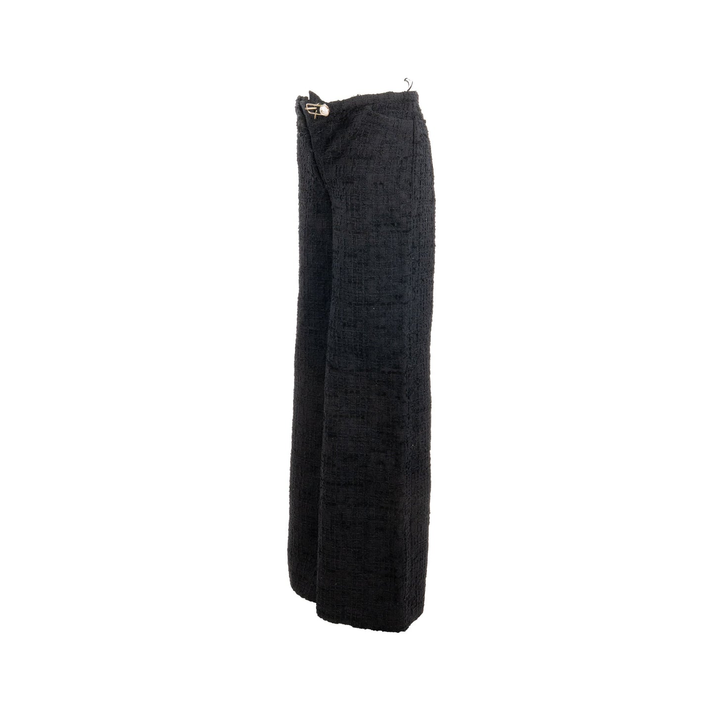 Chanel Size 34 20B Pearl CC Pants Tweed Black
