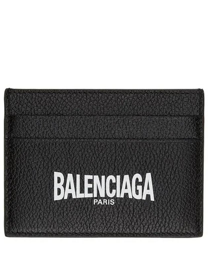 Luxury Balenciaga Trending 2025 Logo Print Card Wallet Black
