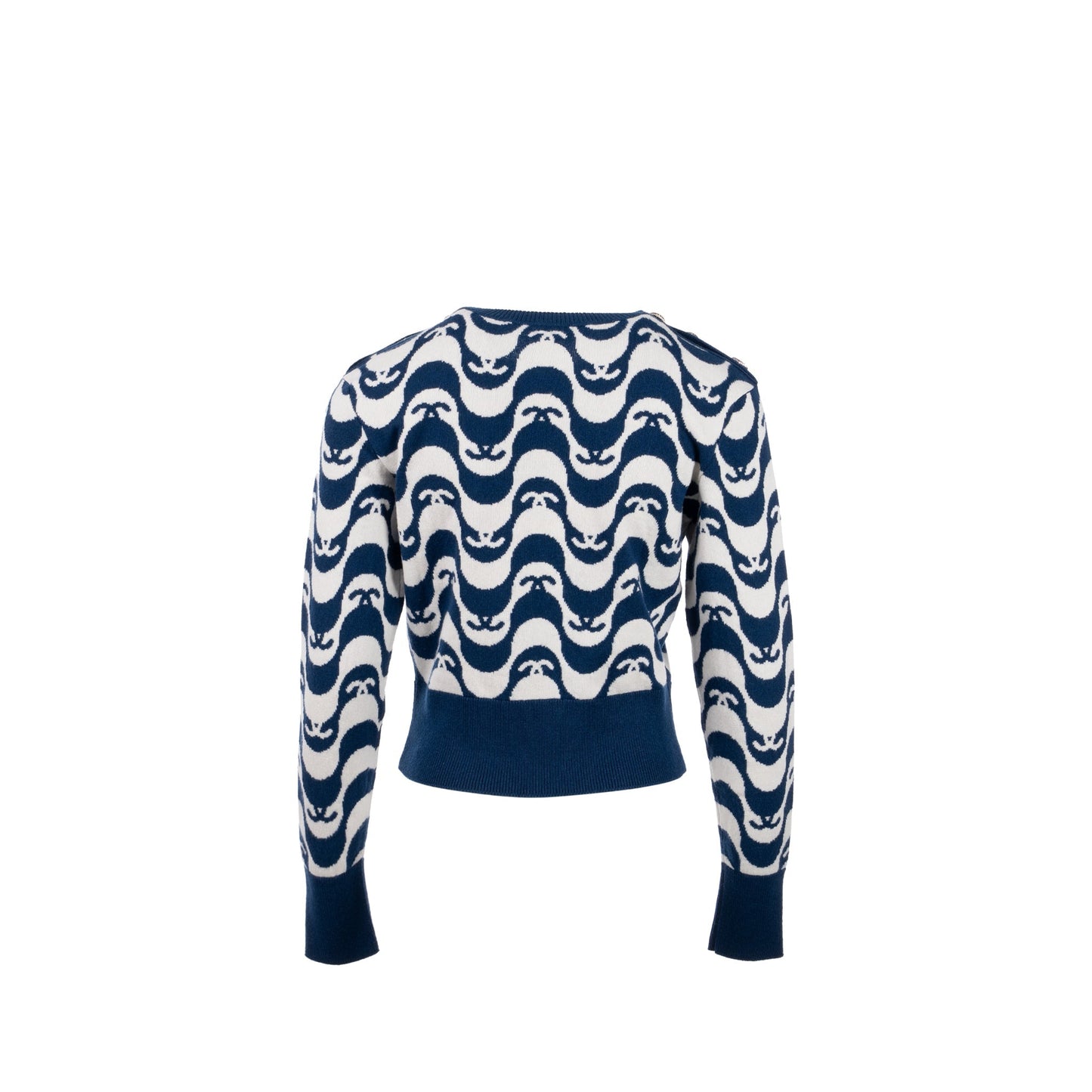 Chanel size 34 cashmere sweater blue/white