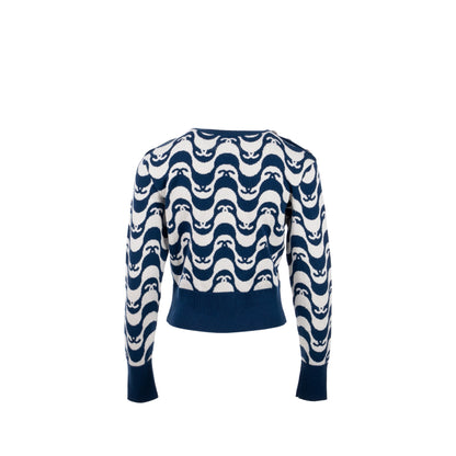 Chanel size 34 cashmere sweater blue/white