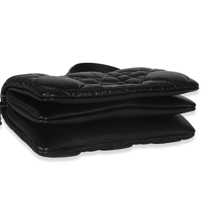 Dior Black Puffy Calfskin Macrocannage Mini Caro Bag