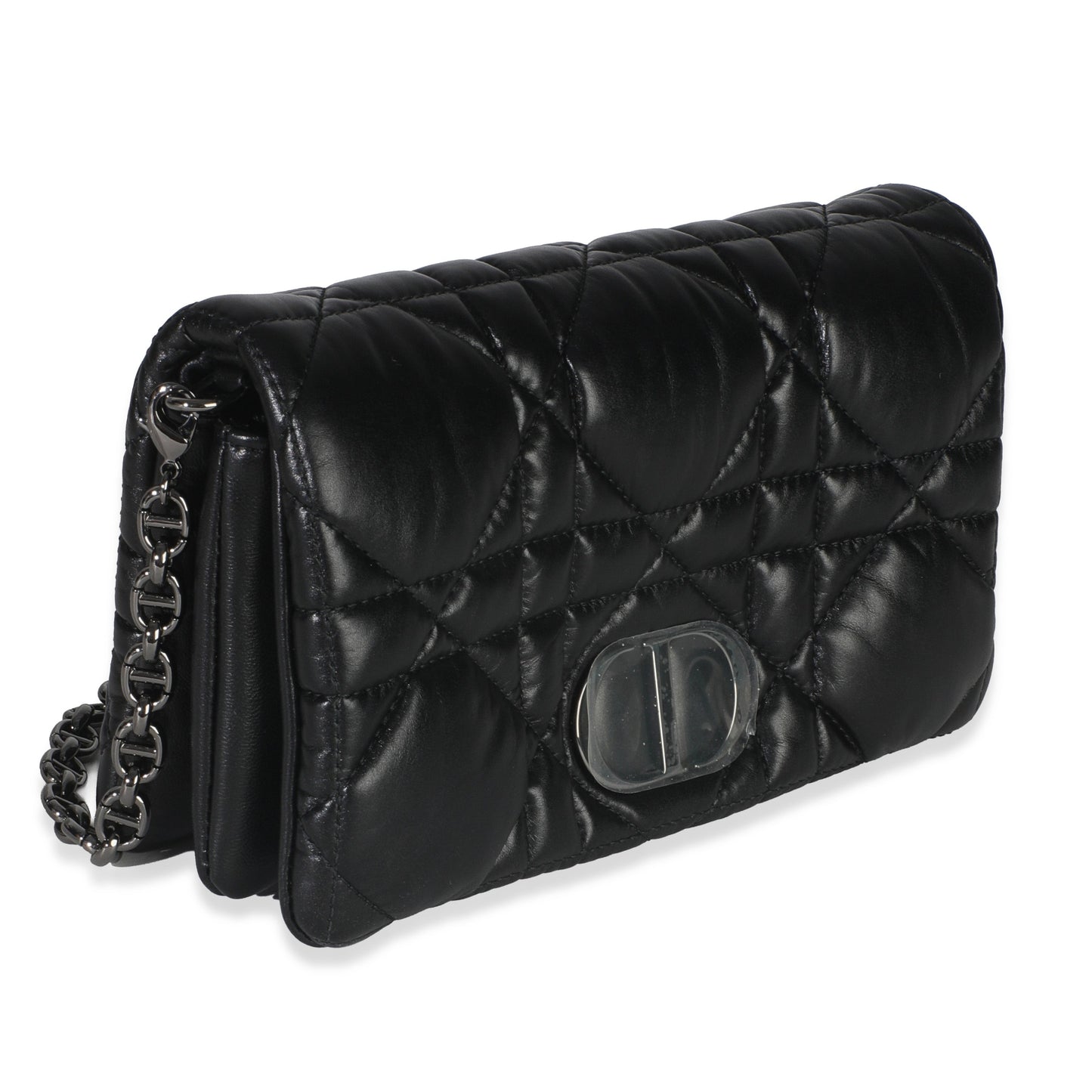 Dior Black Puffy Calfskin Macrocannage Mini Caro Bag