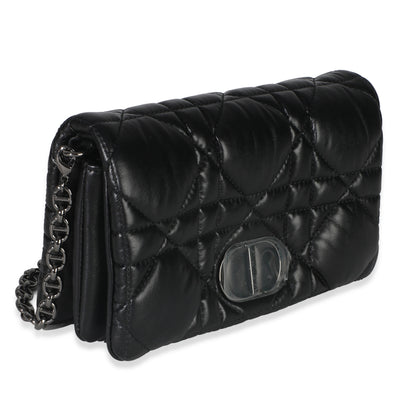 Dior Black Puffy Calfskin Macrocannage Mini Caro Bag