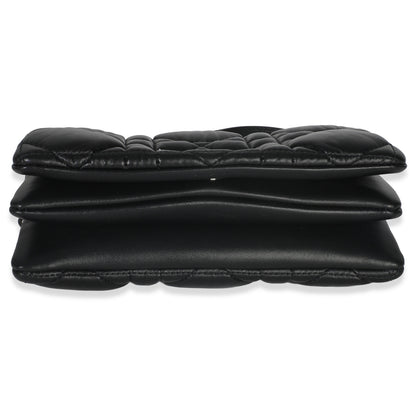 Dior Black Puffy Calfskin Macrocannage Mini Caro Bag