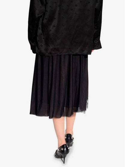 Luxury Balenciaga Trending 2025 Lace Trimmed A-Line Skirt Black