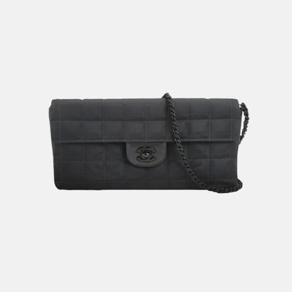 Chanel East West Chocolate Bar Black Leather Silver Hardware, 2000-2002