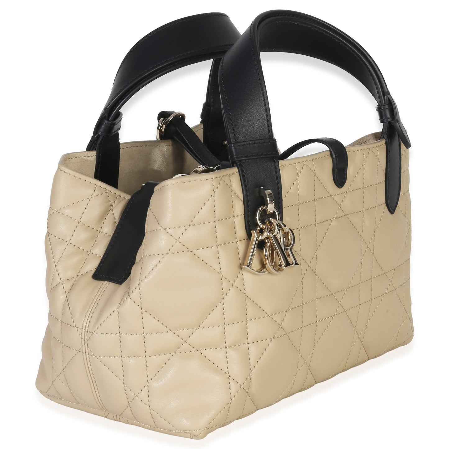 Dior Rope Beige Black Calfskin Macrocannage Small Toujours