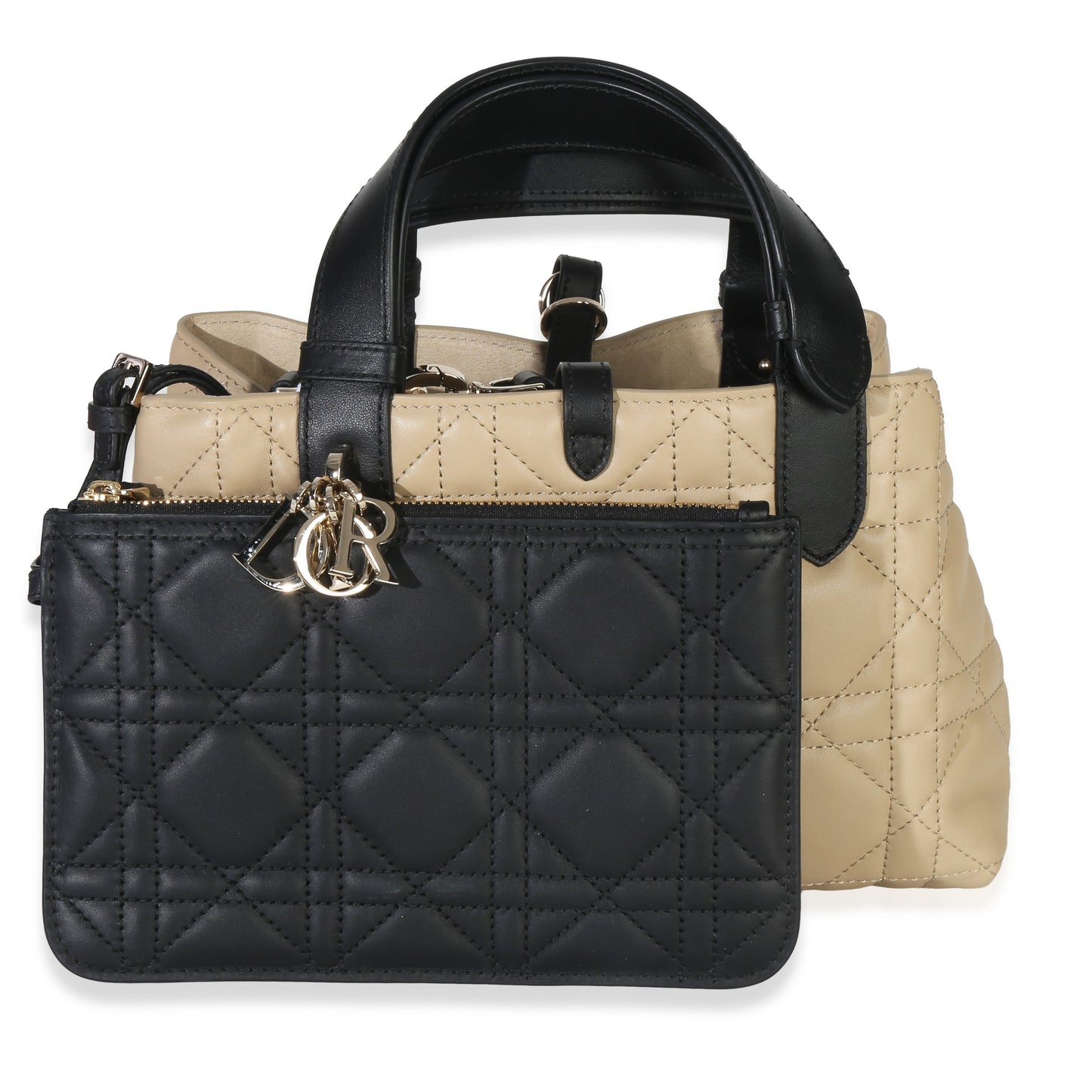 Dior Rope Beige Black Calfskin Macrocannage Small Toujours