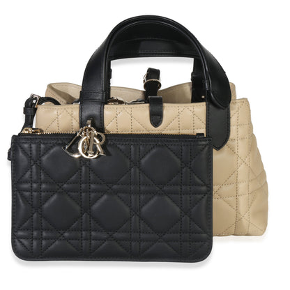 Dior Rope Beige Black Calfskin Macrocannage Small Toujours