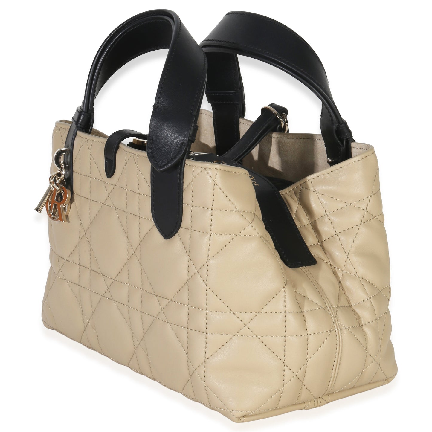 Dior Rope Beige Black Calfskin Macrocannage Small Toujours