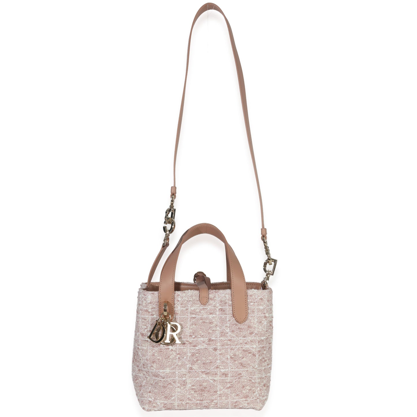 Dior Rose Des Vents Tweed Small Toujours Vertical Tote