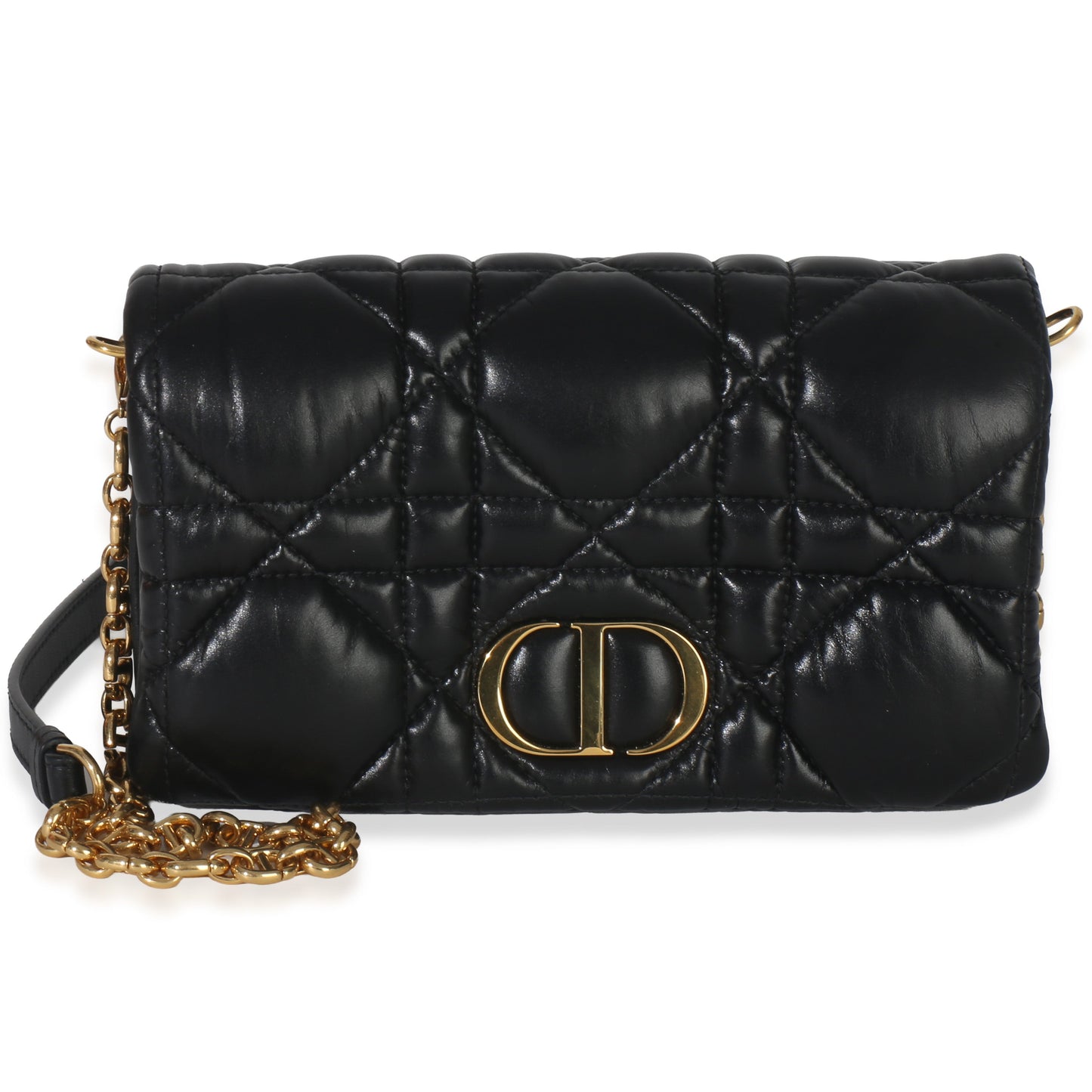 Dior Black Puffy Calfskin Macrocannage Mini Caro Bag