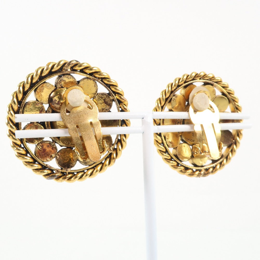 CHANEL Earring Plated Gold, Rhinestones Blue Women