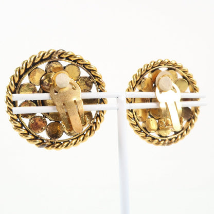 CHANEL Earring Plated Gold, Rhinestones Blue Women