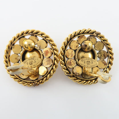 CHANEL Earring Plated Gold, Rhinestones Blue Women