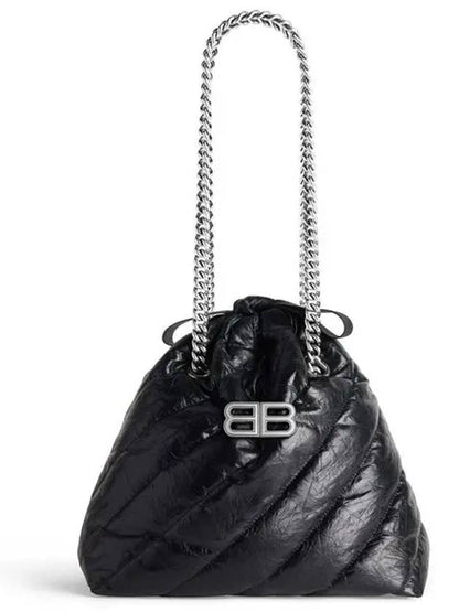 Luxury Balenciaga Trending 2025 Crush Embellished Logo Quilted Leather Tote Bag Black