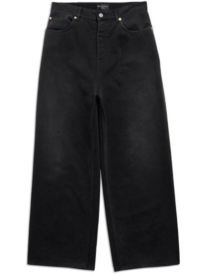 Luxury Balenciaga Trending 2025 Mid-Rise Wide Jeans Black