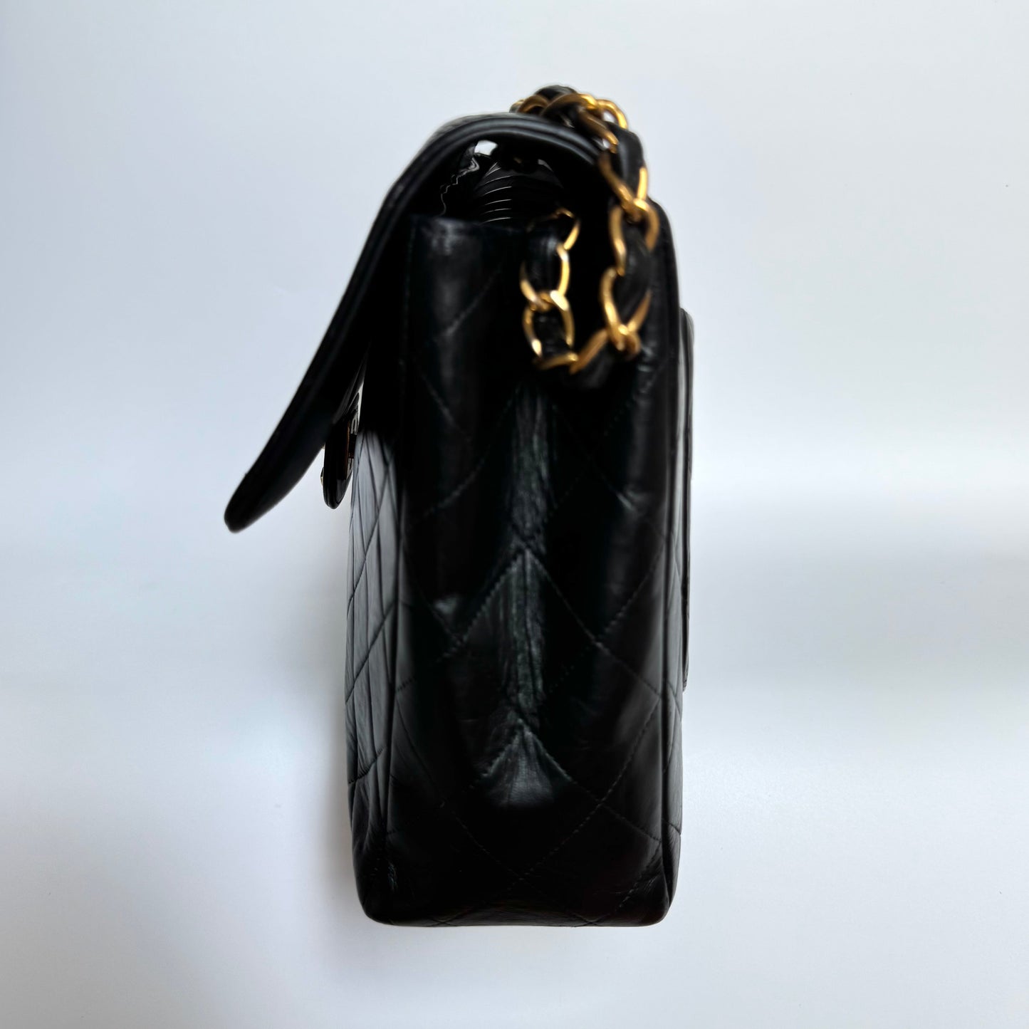 Chanel Vintage Classic Maxi Flap Black Lambskin Leather Giant CC 24 Gold Hardware