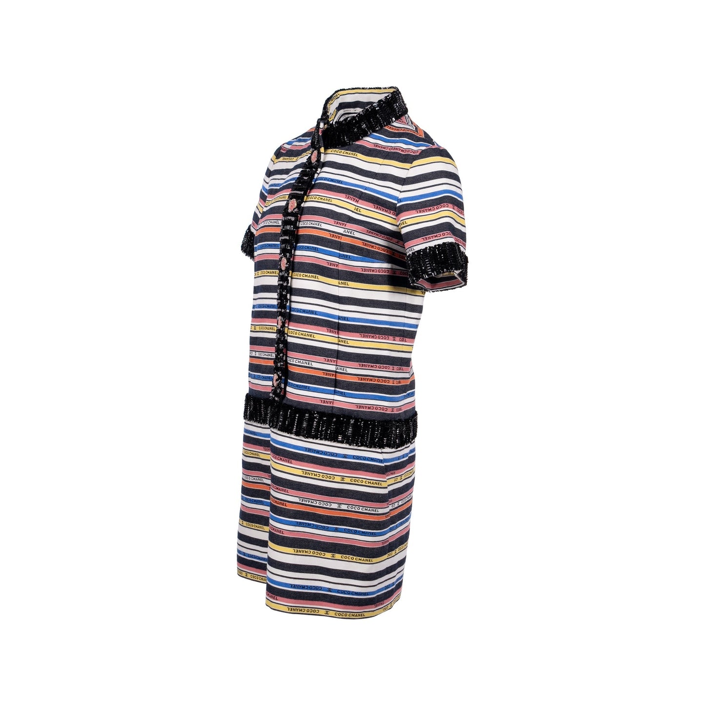 Chanel Size 38 Sequin Rainbow Dress Cotton Black/Multicolour